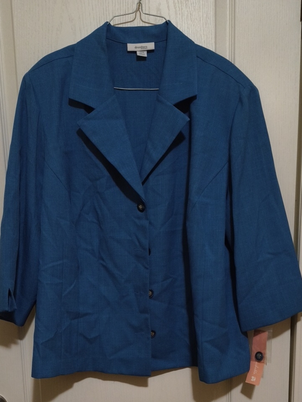 dressbarn Teal-Blue Notched-Collar Blazer